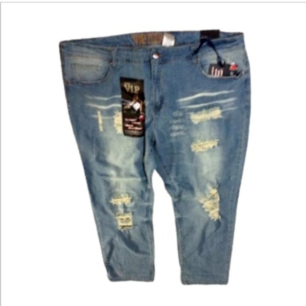 VIP Rip & Repair Distressed Front & Back Jeans - Picture 2 of 4